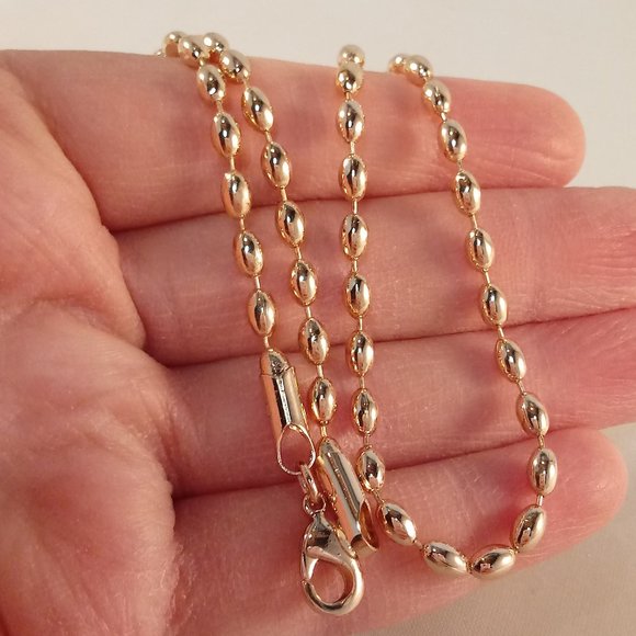 Jewelry 18k Yellow Gold Filled Bead Chain Link Necklace Beautiful